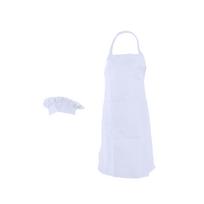 Šefo prijuostės ir kepurės rinkinys maisto gaminimui, kepimui ant grotelių ir kepimui, atsparus aliejui, medvilninis, su priekinėmis kišenėmis, unisex, madingas balta