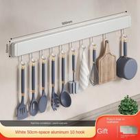 Virtuvinių įrankių kabliukų stovas Organizatorius Sandėliavimo lentynos Sieninis šaukštų laikiklis Organizatorius Virtuvinių įrankių priedai 50cm&10 hooks