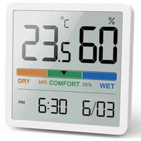 LCD skaitmeninis termometro higrometras vidaus patalpos elektroninis temperatūros drėgmės matuoklis jutiklio matuoklio oro stotis namams balta