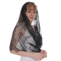 Nėrinėta lotyniška skara permatoma kasdieniam dėvėjimui galvos apdangalas Mantilla galvos šydas vestuvėms bažnyčiai maldai moterims galvos papuošalas juoda