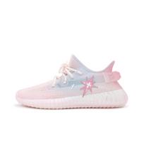 Adidas Originals Yeezy Boost 350 V2 Cushioning Slip Resistant Low top Casual Shoes Unisex Ice Pink Blue HQ6316(Team186-) 37⅓