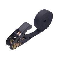 Rubber-Coated Ratchet Tie-Down Strap with Rope Tightener