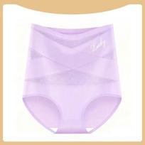 Women's High-Waisted Tummy Control Butt-Lifting Cross Strap Thongs (Standard US Size) XL kūno spalva