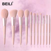 BEILI 11 vnt Pink makiažo šepetėlių rinkinys Antakių blakstienų pudra Sintetinis pagrindo šepetėliai Makiažo kosmetika Grožio makiažo šepetėlių rinkinys su maišeliu