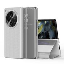 Veidrodinis telefono dėklas, skirtas Oneplus atviram dėklui. Vaizdas padengimas apverčiamas knygos stovas Piniginės apsauga OPPO Find N3 smūgiams atsparus dangtelis Oneplus Open sidabras