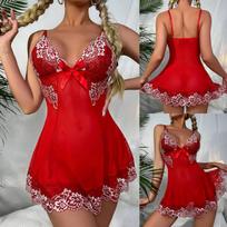 Moteriškos mados kelnaitės Sexy Lace Nightdress Apatiniai drabužiai L raudona