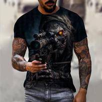 Vintage Skeleton Soldier 3D Print Vyriški marškinėliai Vasaros laisvalaikio įgulos kaklo trumpomis rankovėmis marškinėliai Madingi dideli viršutiniai marškinėliai vyrams 4XL