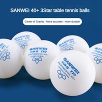 Sanwei 3 žvaigždučių stalo teniso kamuoliukai TR balti 50/100 vnt. SANWEI 40+ profesionalūs treniruočių pingpongo kamuoliukai su siūle, stabilus sukimasis 50PCS