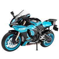 1/12 Lydinio lieto modelio Yamaha R1M motociklas, didelio tikslumo modelis, žaislas, garsas, šviesa, priekinio rato sukimas, dekoratyvinės dovanos berniukų gimtadieniui žalsvai mėlyna