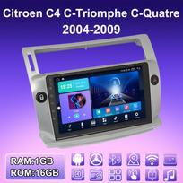 2 DIN Android Carplay Automobilio radijas Citroen C4 C-Triomphe C-Quatre 2004-2009 Multimedia grotuvas Pagrindinis įrenginys Stereo GPS navigacija BT WIFI 4+64GB 2+32GB sidabras