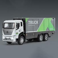 Naujas 1/32 KONTEINERINIO SUNKVEŽIMIO Modelis Žaislinis Automobilis Lieto Lydinio Inžinerinė Transporto Priemonė Atidaromos Durys Garsas Šviesa Atgal Traukiamas Žaislas Gimtadienio Dovana Dovana Vaikams žalia