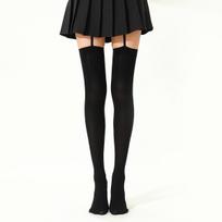 Personalized College Style Velvet Black & White Thigh-High Stockings One Size