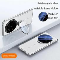 Stiklinis lęšis nematomas laikiklis telefono dėklas Xiaomi 15 Ultra 15 Pro keturių kampų apsauga nuo kritimo paprastos odos smūgiams atsparus galinis dangtelis For Xiaomi 15 balta