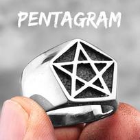 Simple Pentagram Stainless Steel Mens Rings Punk Charm Unique Amulet for Male Boyfriend Biker Jewelry Creativity Gift 8