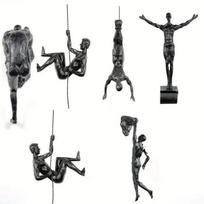Sportininkas 6 VNT Abstraktaus Statulos Dervos Kabantis Pakabukas Sportininko Skulptūra Modernios Uolų Laipiojimo Figūrėlės Ornamentas Sienos Dekoracija 6PCS juoda