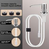 1 Set of Kitchen Sink Liquid Soap Dispenser, Extended Tube with Stainless Steel Push Head,soft Hose-equipped Soap Bottle Accessory,sink Detergent Pump Silvery