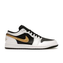 Air Jordan 1 Low Auksinis Swoosh Vyriški sportbačiai Balti Juodi Metaliniai-Auksiniai 553558-172 46