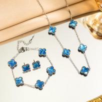 3 vnt. titano plieno dvipusis dobilas karoliai, apyrankė, auskarų rinkinys necklace+bracelet+earring