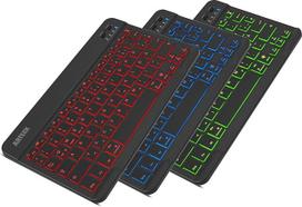 "Arteck Bluethooth" klaviatūra, QWERTZ vokiška belaidė klaviatūra su 7 spalvomis, itin lengva ir plona, nešiojamoji, belaidė, skirta "iPad Pro", "Air", "Mini", "Android", "MacOS", "Windows", planšetiniams kompiuteriams, kompiuteriams, išmaniesiems telefon