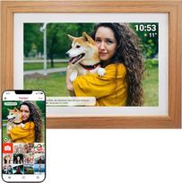 "Denver FRAMEO" skaitmeninis nuotraukų rėmelis "Wood" 10,1 colio su "WiFi" - FRAMEO skaitmeninis nuotraukų rėmelis su jutikliniu ekranu ir 16GB atmintimi - elektrinis nuotraukų rėmelis su programėlės valdymu - USB ir microSD - šviesus medis