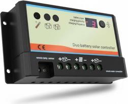 "Epever" 10A saulės energijos įkrovimo valdiklis su dviguba baterija, skirtas nameliams ant ratų, karavanams, valtims ir kitoms sistemoms su dviem 12V/24V baterijomis arba baterijų bankais