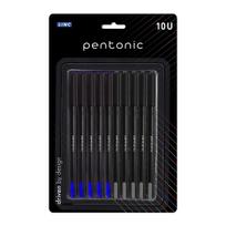 Pentonic 0.7mm rutininis rašiklis, 1 pakuotė X 10 vnt. | Juodas korpusas su mėlynu ir juodu rašalu | Sklandus rašymas biurui, mokyklai ir namams