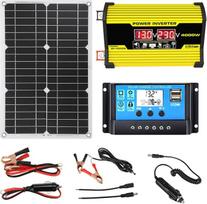 "moupeaktain Solar Power Complete Set", 400 W saulės kolektorių ir inverterių rinkinys, 12 V - 110/220 V saulės srovės keitiklis, 30 A valdiklis su 2 USB prievadais, geltonos spalvos