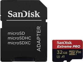 "SanDisk SDSQXCG-032G-GN6MA" 32GB "Extreme Pro Micro SD" kortelė su adapteriu, juoda / raudona