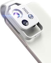 APEXEL 200X mini mikroskopas išmaniojo telefono fotoaparatui, kišeninio dydžio, skirtas tyrinėti "Micworld" mikroskopą "iPhone 13" (baltas)