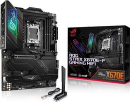 ASUS ROG STRIX X670E-F Gaming WiFi pagrindinė plokštė AMD AM5 lizdas (Ryzen 7000, ATX, DDR5 atmintis, 4x M.2, USB 3.2 Gen 2x2, PCIe 5.0, Q-Release, M.2 Backplate, WiFi 6E, Aura Sync)