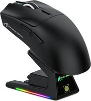 ATTACK SHARK X1 žaidimų pelė su jutikliniu kilimėliu, RGB įkrovimo dokas, "PixArt PAW3395PRO" žaidimų jutiklis, BT/2.4G belaidė/laidinė žaidimų pelė, 40000 DPI, 53 g itin lengva žaidėjams skirta pelė "Win11/Xbox/PS/Mac" (juoda)