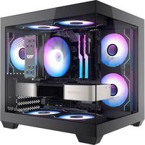 darkFlash ITX kompiuterio korpusas su 3 PWM ARGB ventiliatoriais Kompiuterio korpusas su pilnu vaizdu ITX korpusas su dvigubu grūdintu stiklu, mini dydžio, palaiko 240 mm AIO (C275P) (juodas)