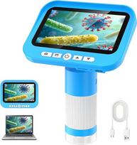 FINIBO skaitmeninis mikroskopas vaikams, 1000X, 4,3 colio didelis ekranas, vaikiškas mikroskopas mokymuisi ir moksliniams tyrimams, su USB nuotraukų ir vaizdo įrašų įrašymo funkcija, žaislas nuo 6 metų, berniukams ir mergaitėms