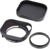 Haoge metalinis objektyvo gaubtas Fujifilm xf 23 f2.8 Fujinon XF27mmF2.8 R WR objektyvo gaubtas Juodas metalinis kvadratas su metaliniu dangteliu ant XE-5 XM5 XT50 fotoaparato korpuso