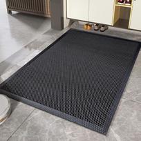 Prabangus neslystantis elastinis siūlų įėjimo kilimėlis - storas, atsparus dėvėjimuisi ir nešvarumams, skirtas naudoti namuose ir lauke 50 x 80 cm pilka spalva/juoda