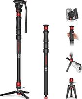 IFOOTAGE Cobra 3 Strike Monopod A150S-III su K5S Komodo Fluid Head, Video Head, Pedal Lock Base Minipodas siūlo vieno lygio aukščio reguliavimą, gali nešti ne daugiau kaip. 11 svarų/5 kg apkrovą