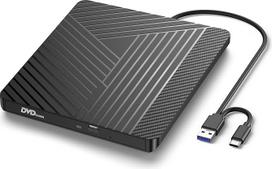 Išorinis DVD diskas, itin plonas CD diskas, išorinis USB 3.0 Type-C, išorinis CD DVD+/-RW įrašymo įrenginys, išorinis optinių diskų įrenginys, skirtas kompiuteriui, nešiojamajam kompiuteriui, staliniam kompiuteriui, "MacBook", "Mac", "Win11/10/8/7/XP Linu