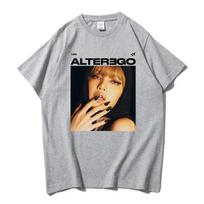 BLACKPINK Lisa  ALTER EGO  Ikoniškas portretas su skara Juodi marškinėliai | K-Pop gerbėjų gatvės apranga Prekės ženklo marškinėliai 4XL