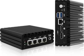 Mini kompiuterio ugniasienės mikroįrenginys, "Pentium J3710", 4 prievadai i225 2.5GbE LAN, "OPNsense" aparatinė įranga Mini kompiuteris, kompiuteris be ventiliatoriaus, DDR3L 8GB RAM, 128GB SSD, AES-NI, konsolė COM, HD, DP