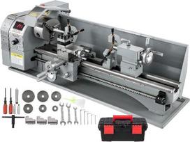 Mini metalo tekinimo staklės 8,7 x 29,5 colio / 220 x 750 mm, 750 W, bepakopis greičio reguliavimas, šviesos diodas, skirtas gręžti priešpriešinį paviršių