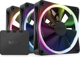 NZXT F120 RGB ventiliatoriai - RF-R12TF-B1 - Pažangus RGB apšvietimo reguliavimas - Visiškai tylus aušinimas - Trys (įskaitant RGB ventiliatorių ir valdiklį) - 120 mm ventiliatorius - Juodas