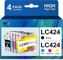 ONLYU LC424 kasetės suderinamos su DCP J1200W spausdintuvo kasetėmis ir Brother LC424, tinka Brother DCP-J1200W DCP-J1200WE spausdintuvams (1 juoda, 1 žydra, 1 purpurinė, 1 geltona)