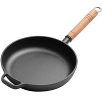Neapsunkęs ketaus plokščiadugnis wok - Suderinamas su dujine virykle Blynų ir kepsnių keptuvė 22cm Frying Pan black