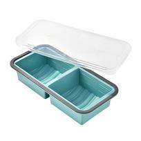 2/3 skyrelių silikoninis šaldiklio padėklas, maistinio plastiko ledukų padėklas, maisto laikymo indas, kepimui Blue 2 Grids