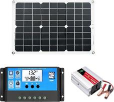 Solarmodul-Set - Solarladeregler mit Solarpanel 18 W 12 V | mobiler Lithium-Akku mit Wechselrichtermodul für Camping im Freien