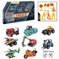 1/64 mastelio žaisliniai automobiliai klasika, realistiškas statybinių sunkvežimių rinkinio modelis, akį traukiantis kvapas 1/64-Size:7.5-8cm,8Pcs