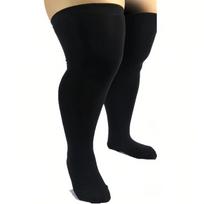 Didelio elastingumo plius dydžio ilgos kojinės, skirtos didesnių dydžių moteriškoms šlaunų kojinėms Didelio dydžio moteriškos kojinės per kelius weight  100kg juoda