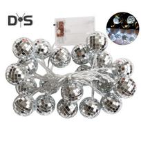LED diskotekos kamuoliukų stygos Kalėdų eglutės papuošimai su baterijomis veikiantys veidrodiniai LED rutuliniai žibintai vakarėliui skirti vestuvių šventės dekoravimui 3M balta