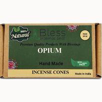 Bless International Opium 100%-Natural-Incense-Cones Handmade-Hand-Dipped Organic-Chemicals-Free for-Purification-Relaxation-Positivity Pack Of 10 Cones