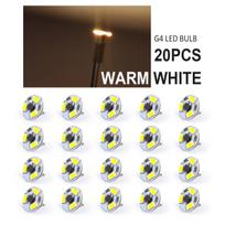 20 vnt. apvalių 12 V G4 mini LED 3 LED SMD5730 PCB viryklės gaubto LED lemputės su šiltai balta krištolo šviesa sietyno apšvietimo lemputės 20PCS WARM WHITE LED BULB